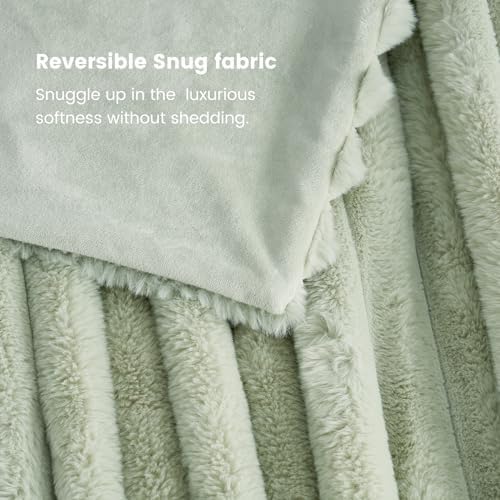 Cozy Bliss Faux Fur Throw Blanket - 50x60 Inches Sage Green