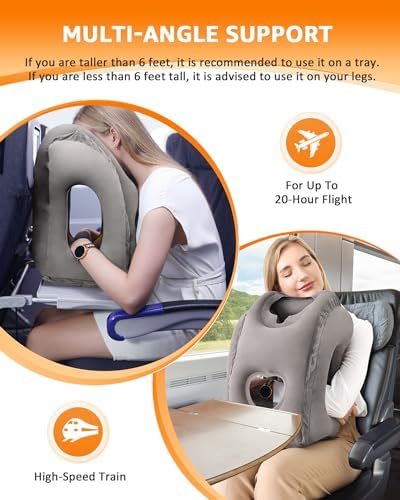 Sunany Inflatable Travel Pillow with Eye Mask and Earplugs