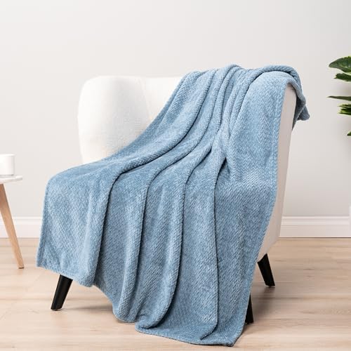 PAVILIA Dusty Blue Microfiber Throw Blanket 60x80 Inch