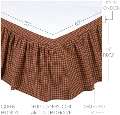 VHC Brands Americana Red Bed Skirt Queen Size