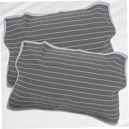 2pcs Gray Stripe Skid Pillow Protectors Breathable Travel Pillowcase Towels