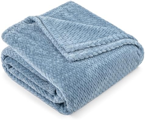 PAVILIA Dusty Blue Microfiber Throw Blanket 60x80 Inch
