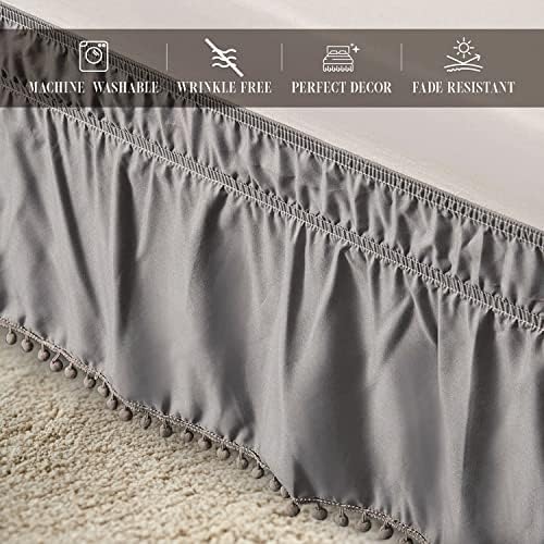 Elegant Comfort 1-Piece Pom-Pom Bed Skirt 16inch Drop