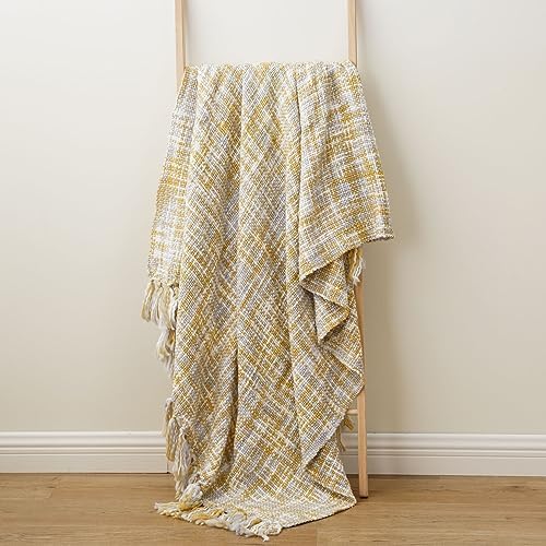 BATTILO HOME Yellow Throw Blanket 50x60 Inches