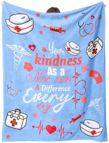 Nurse Gift Blanket 50x60 - Soft Flannel Throw with Medical Symbols 1