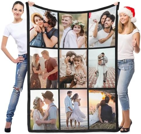 Personalized Photo Blanket for Couple 10th Anniversary Gift
