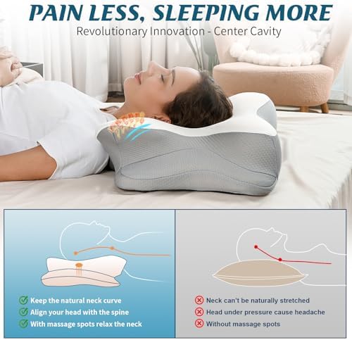 HAMYODO Ergonomic Neck Pillow with Cooling Memory Foam