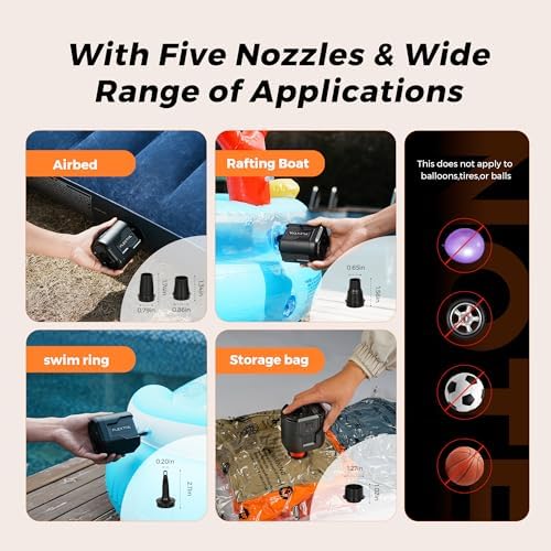 FLEXTAILGEAR 5KPa Air Mattress Pump with 5 Nozzles 1