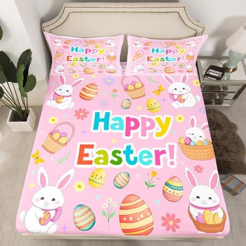 Castle Fairy Happy Easter Fitted Sheet Set Twin Size