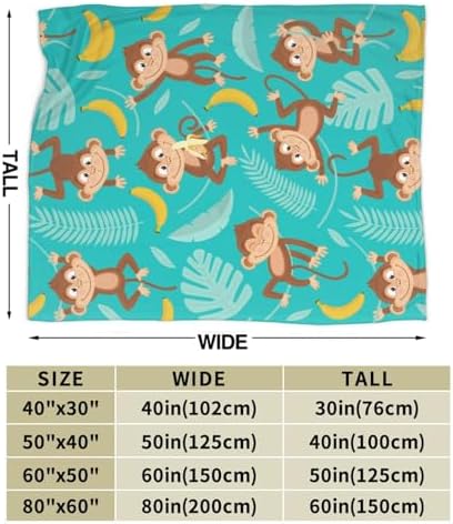 Monkey Banana Palm Throw Blanket Soft Flannel 60x50