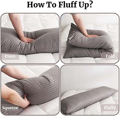 ELNIDO QUEEN Body Pillow with Dark Gray Stripe Cover