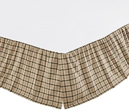 VHC Brands Cider Mill Twin Bed Skirt Tan Charcoal 39x76x17