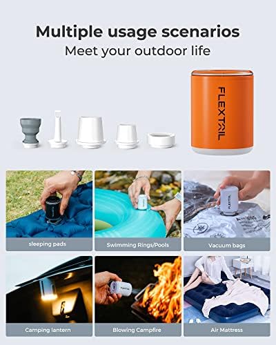 FLEXTAILGEAR Air Pump with Magnetic Lantern and 5 Nozzles