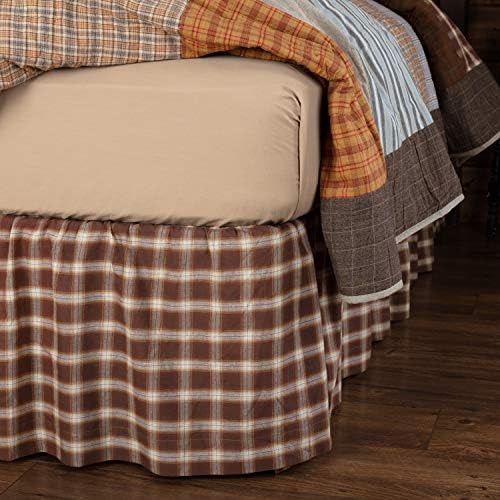 VHC Brands Rustic Farmhouse Bed Skirt Queen 60x80x16 Chocolate Brown