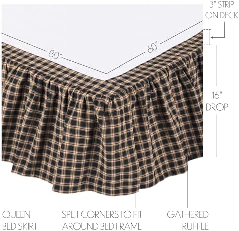 VHC Brands Bingham Star Check Queen Bed Skirt