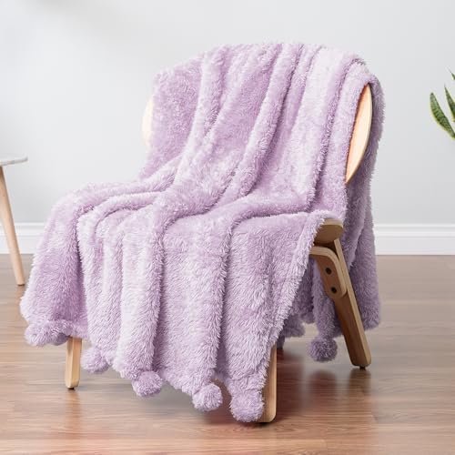 PAVILIA Lavender Sherpa Throw Blanket 50x60 1