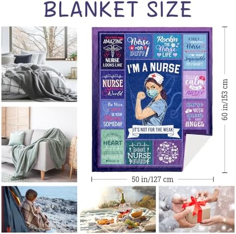 Nurse Gift Throw Blanket 60x50 Inches Soft Flannel