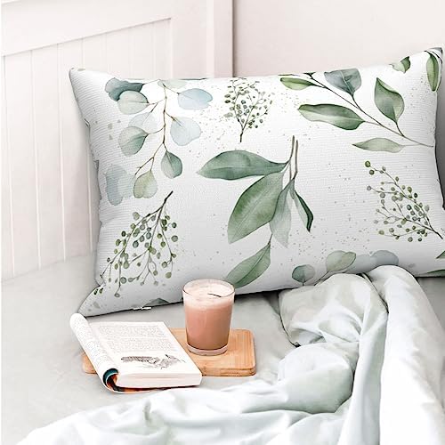 IVSYCOF Green Plant Leaf Pillow Case 20x30 Inch Durable Decorative