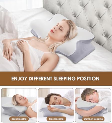 FAIORD Ergonomic Cervical Pillow with Cooling Memory Foam and Washable Case