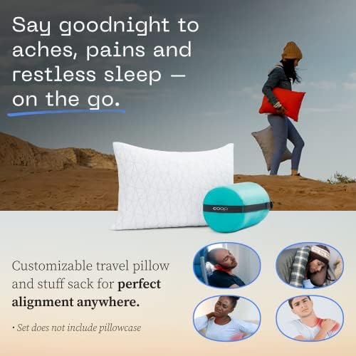 Coop Home Goods Adjustable Travel Pillow 19x13 Memory Foam