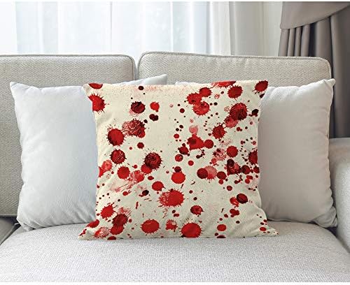 Moslion Halloween Pillow Cover 18x18 Inch Cotton Linen Square Throw Pillow Case Red