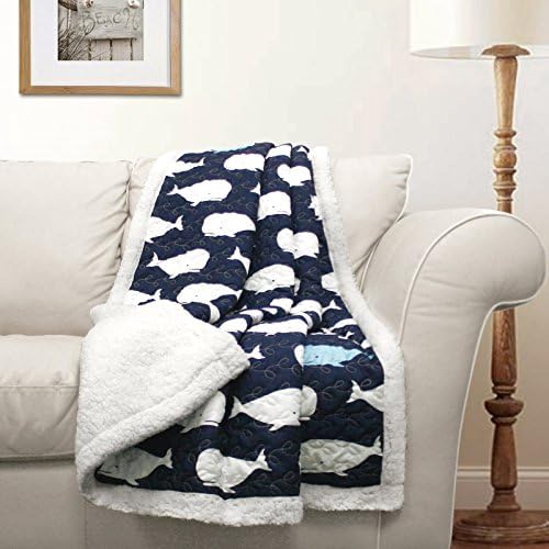 Lush Decor Whale Throw - 60 x 50 Navy Reversible