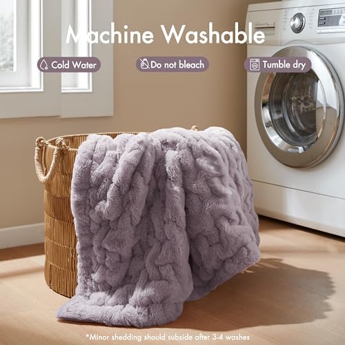 Madison Park Lavender Faux Fur Throw 50x60
