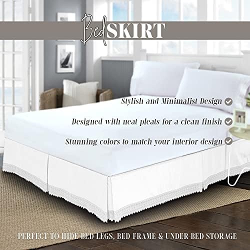 Elegant Comfort Narina Collection Lace Bed Skirt California King White