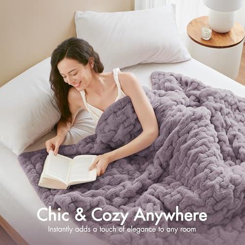 Madison Park Lavender Faux Fur Throw 50x60