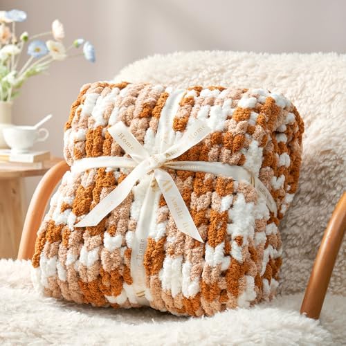 Amlie Home Chunky Knit Throw Blanket 50x60 Burnt Orange 1