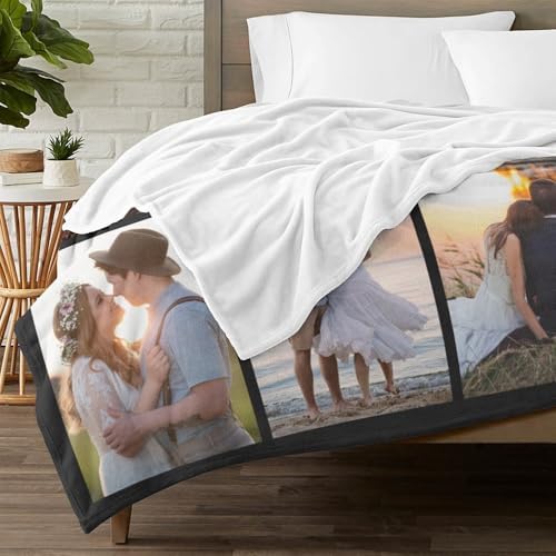 Personalized Photo Blanket for Couple 10th Anniversary Gift