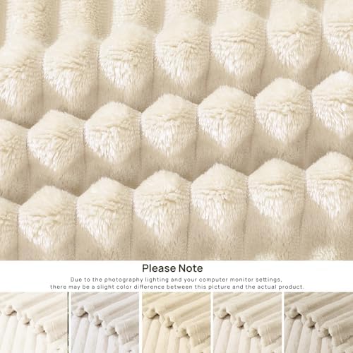Geniospin Ivory Fleece Throw Blanket 60x80 Inches