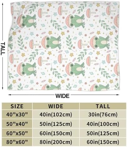 Frog Blanket With Mushroom Pattern - Fuzzy Plush 50X40 Throw for Home