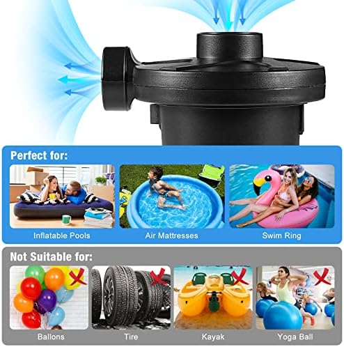 Portable Electric Air Pump with 3 Nozzles 110V AC12V DC
