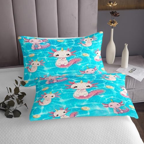 Manfei Cartoon Axolotl King Size Bed Sheet Set