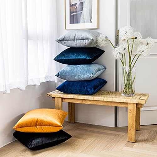 Home Brilliant Velvet Throw Pillow Cover 18x18 Inches Black