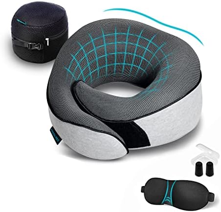Proglobe Travel Neck Pillow with Eye Mask and Earplugs
