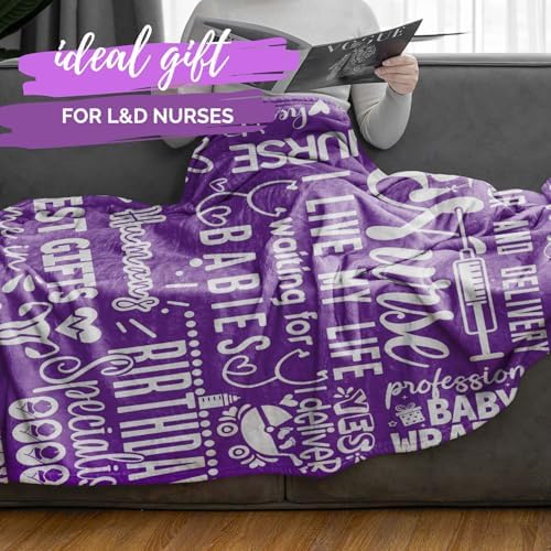 InnoBeta Nurse Gifts for Women Purple Throw Blanket 50 x 65 Inches