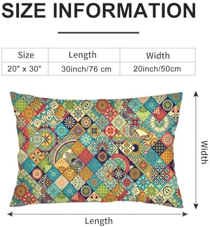 Boho Throw Pillow Covers Queen Size Set of 2 with Zipper