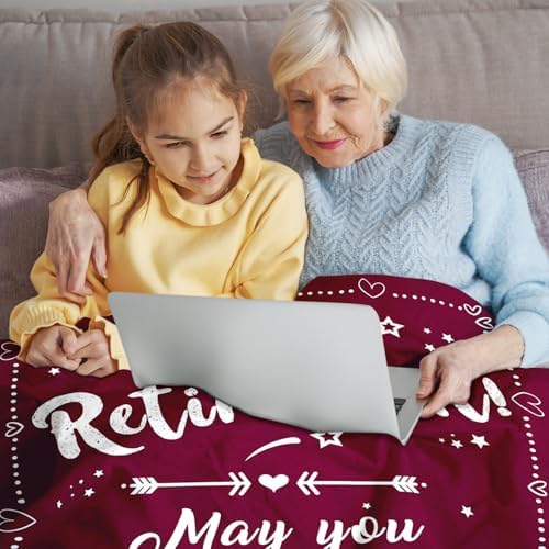 Rakoviol Happy Retired Throw Blanket 50x60 Red