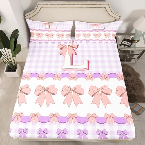 Castle Fairy Purple Checkered Mattress Protector Twin Size with Pillowcase
