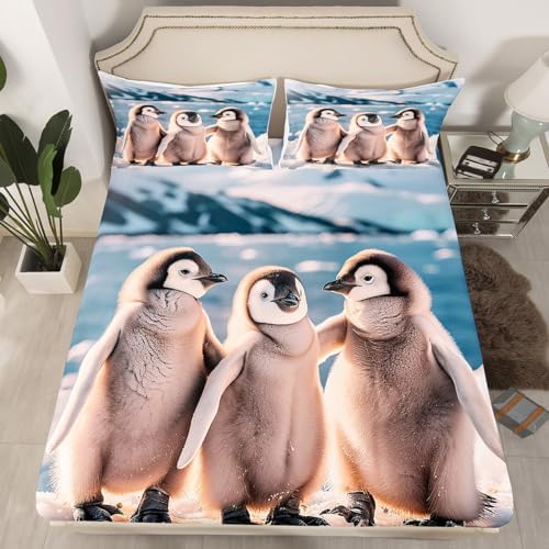 Homewish Cute Penguin Fitted Sheet Twin Set