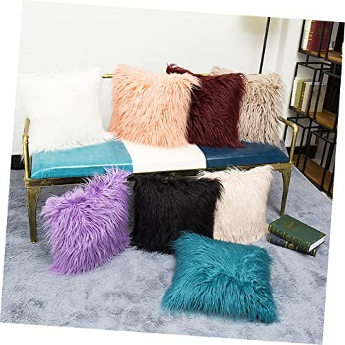 LIFKOME Fluffy Pillow Cover Purple Square Throw