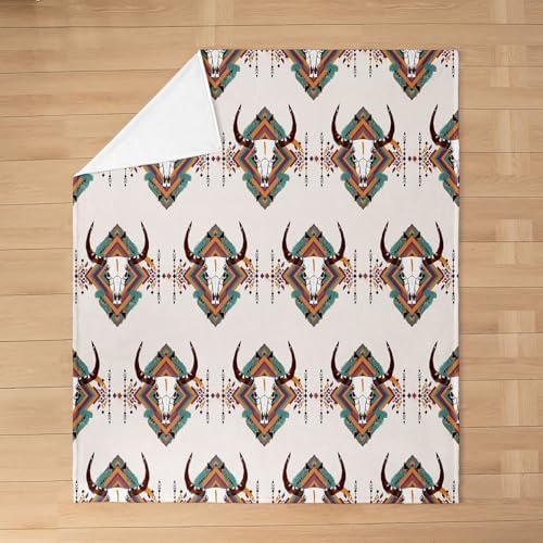 Feelyou Bull Skull Plush Throw Blanket 40x50 1