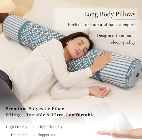 47 Inch Round Body Pillow for Adults Detachable Cover