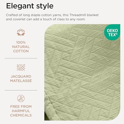 Threadmill Sage Green Cotton Blanket for Twin Bed