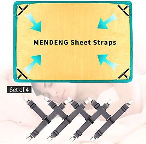 MENDENG Bed Sheet Clips Queen 4P Grey Suspenders
