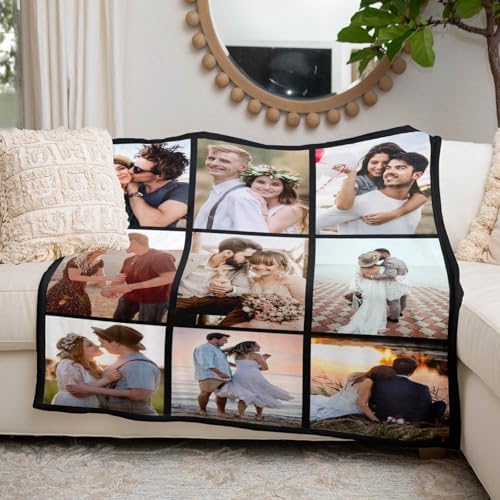 Personalized Photo Blanket for Couple 10th Anniversary Gift