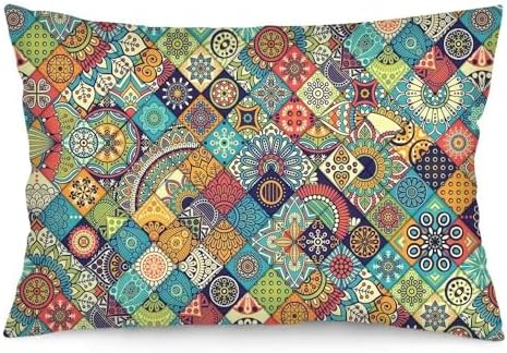 Boho Throw Pillow Covers Queen Size Set of 2 with Zipper