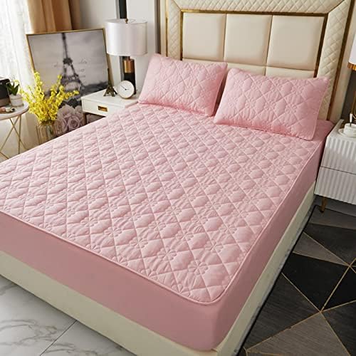 Extra Deep Pocket Fitted Sheet with Quilted Design Pink Twin XL 1